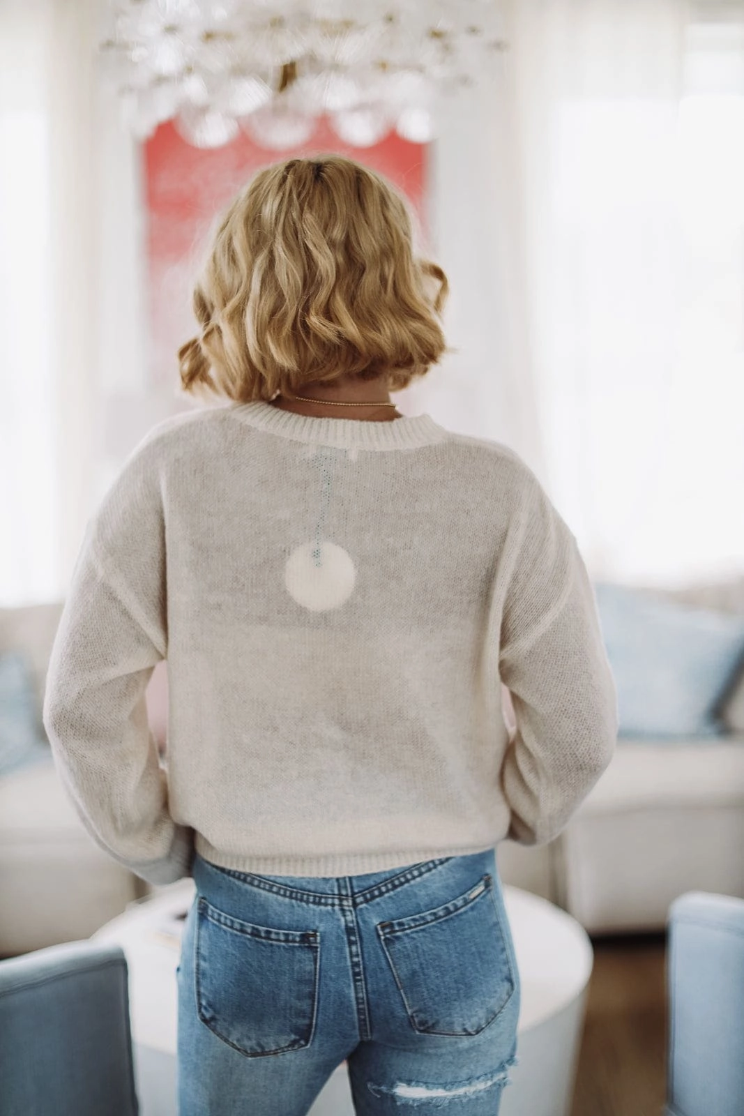 It's New Sweater - Cream and Red VentedBack