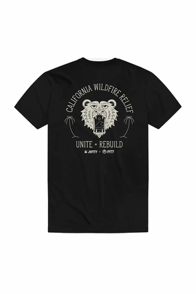 Jetty California Wildfire Relief T-Shirt for Men in Black | SDCALI-MTBLK Vegan ReinforcedShoulderPanels