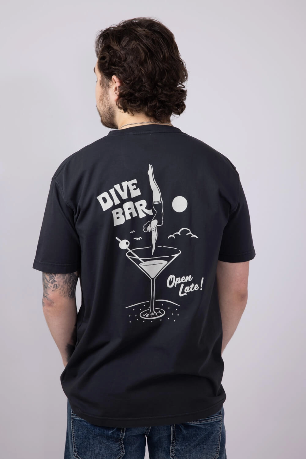 Jetty Dive Bar T-Shirt for Men in Black | S25DIVE-M10001BLK Layering Essential Casual Day Wear