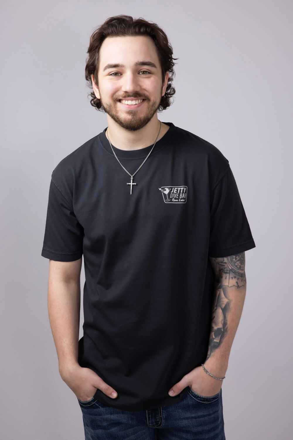 Jetty Dive Bar T-Shirt for Men in Black | S25DIVE-M10001BLK No-Shrink Fabric