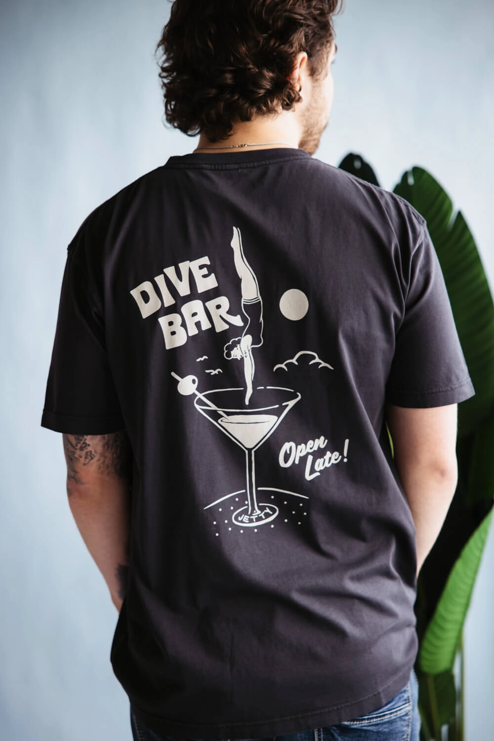 Minimal Comfort Style Jetty Dive Bar T-Shirt for Men in Black | S25DIVE-M10001BLK