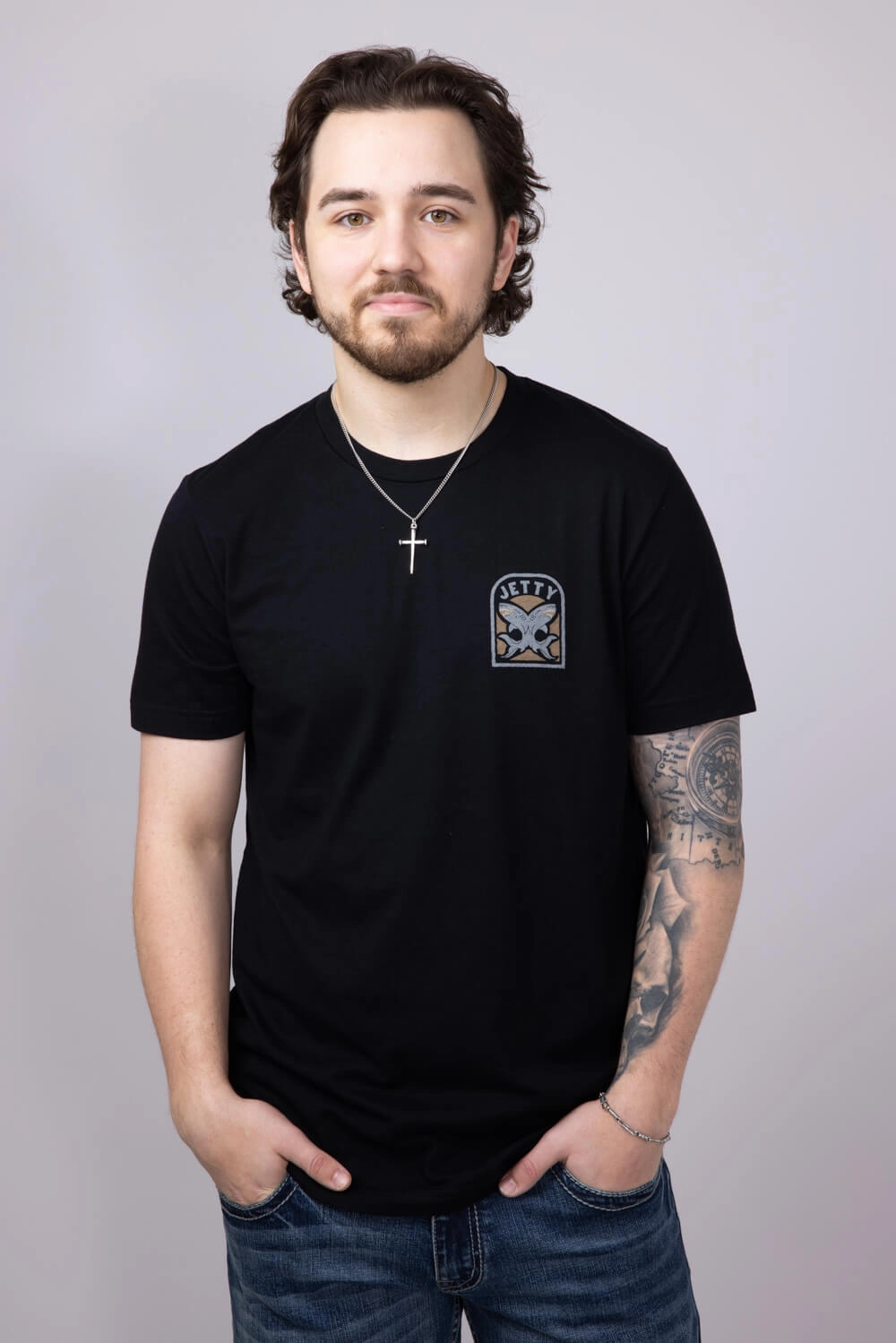 Jetty Thrash T-Shirt for Men in Black | S25THRA-M10001BLK Stretch Wear Layered Shoulder Design