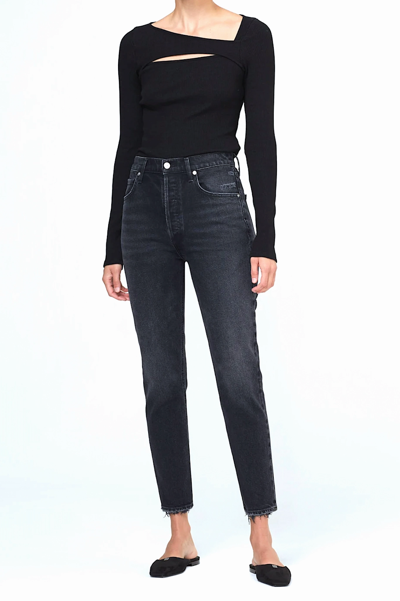 Articulated Knee Shape Sunny Vibes Weekend Style Traveler Gear Jolene High Rise Straight in Stormy