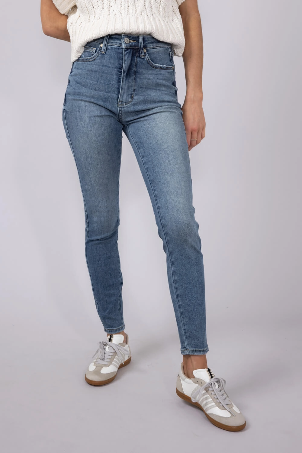 Compact Weave Technology Light Touch Judy Blue High-Rise Clean Skinny Jeans for Women | 88767REG