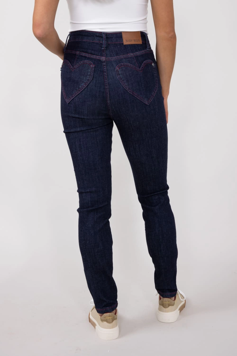 Judy Blue High Rise Dark Wash Heart Pocket Skinny Jeans for Women | 88916REG Daily Essentials Comfy Fit