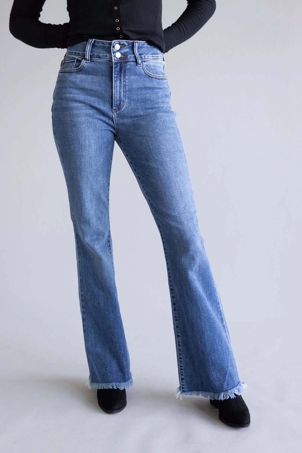 Leisure Wear Judy Blue High Rise Fray Hem Bootcut Jeans for Women | 82686REG