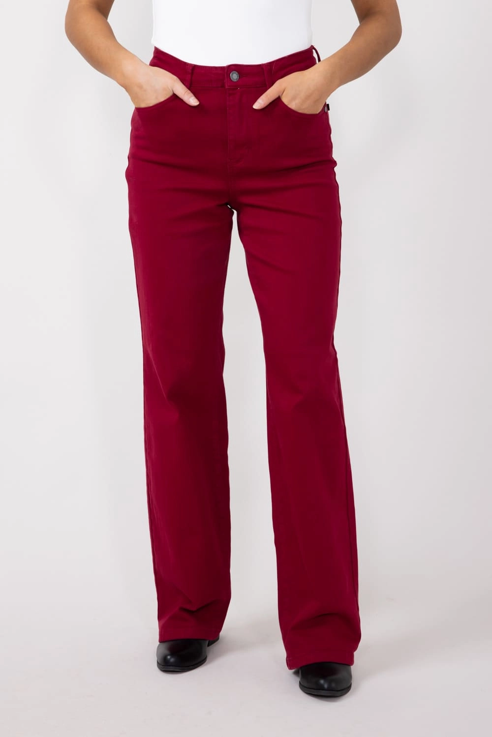 Judy Blue High Rise Heart Pocket Straight Jeans for Women in Scarlet Red | 88917REG Must Have Wear Daily Fit