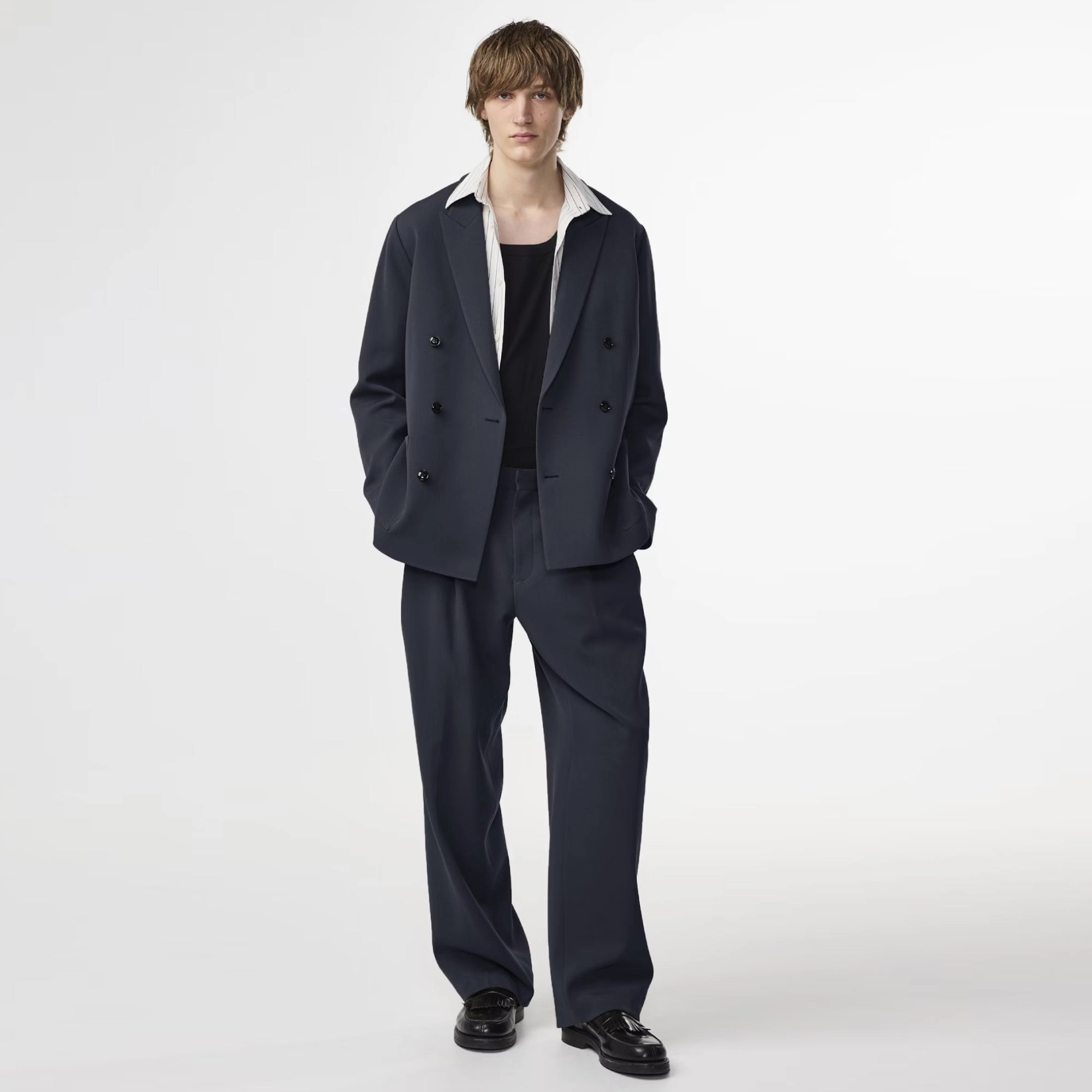 Justin 10002 Herringbone Relaxed Fit Pant (Deep Navy) EcoFriendlyMaterials