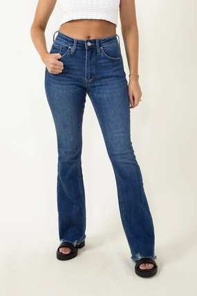 Vibrant Trendy KanCan Brenda High Rise Distress Hem Bootcut Jeans for Women | KC11259D