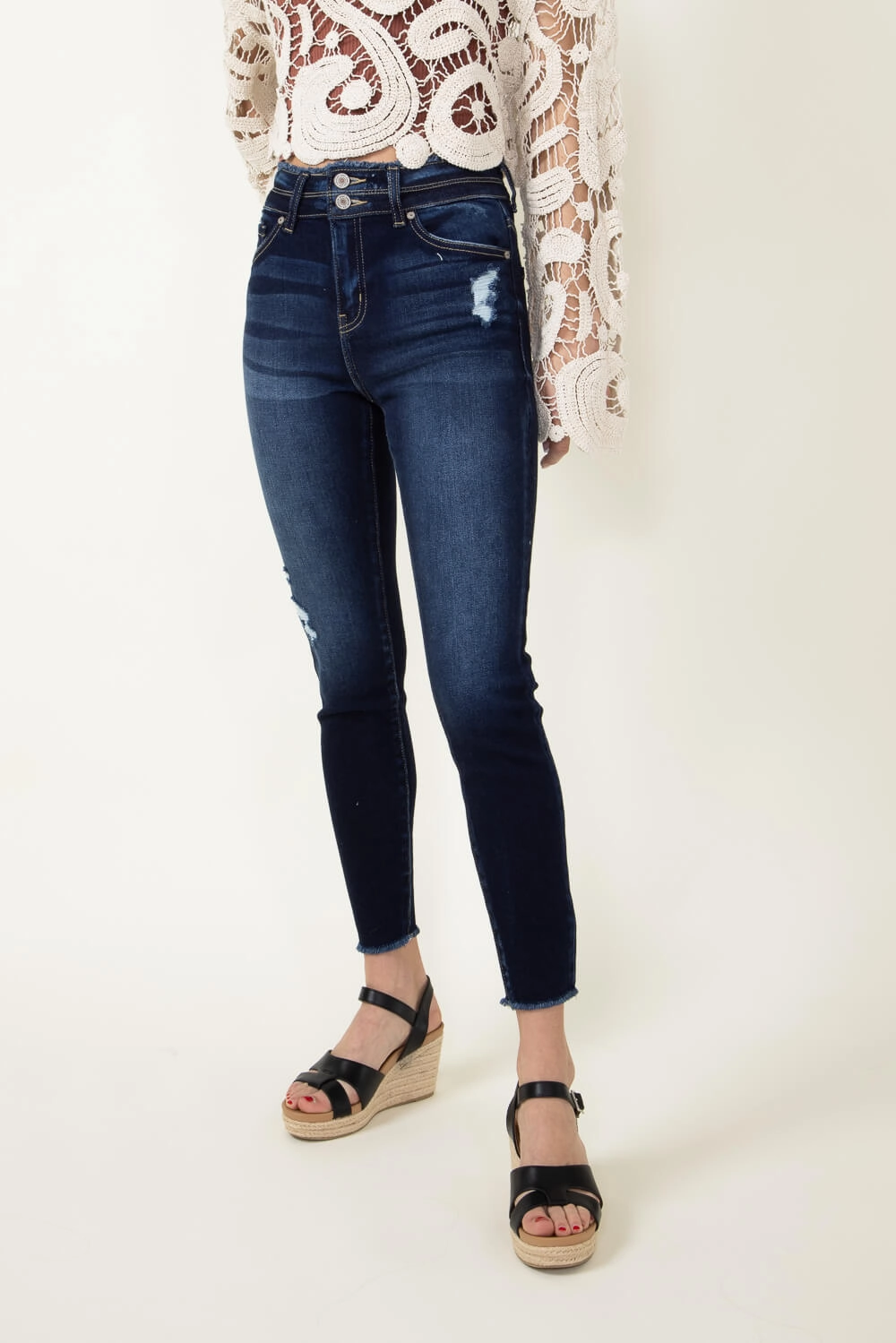 KanCan Danica High Rise Dark Wash Ankle Skinny Jeans for Women | KC7317D Morning Stroll Sustainable Classic Anytime Wear