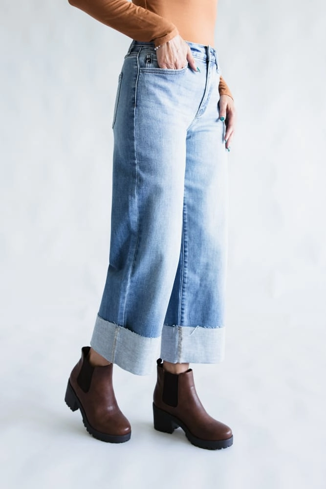 Basic Comfort KanCan High Rise Crop Wide Leg Jeans for Women | KC20082M
