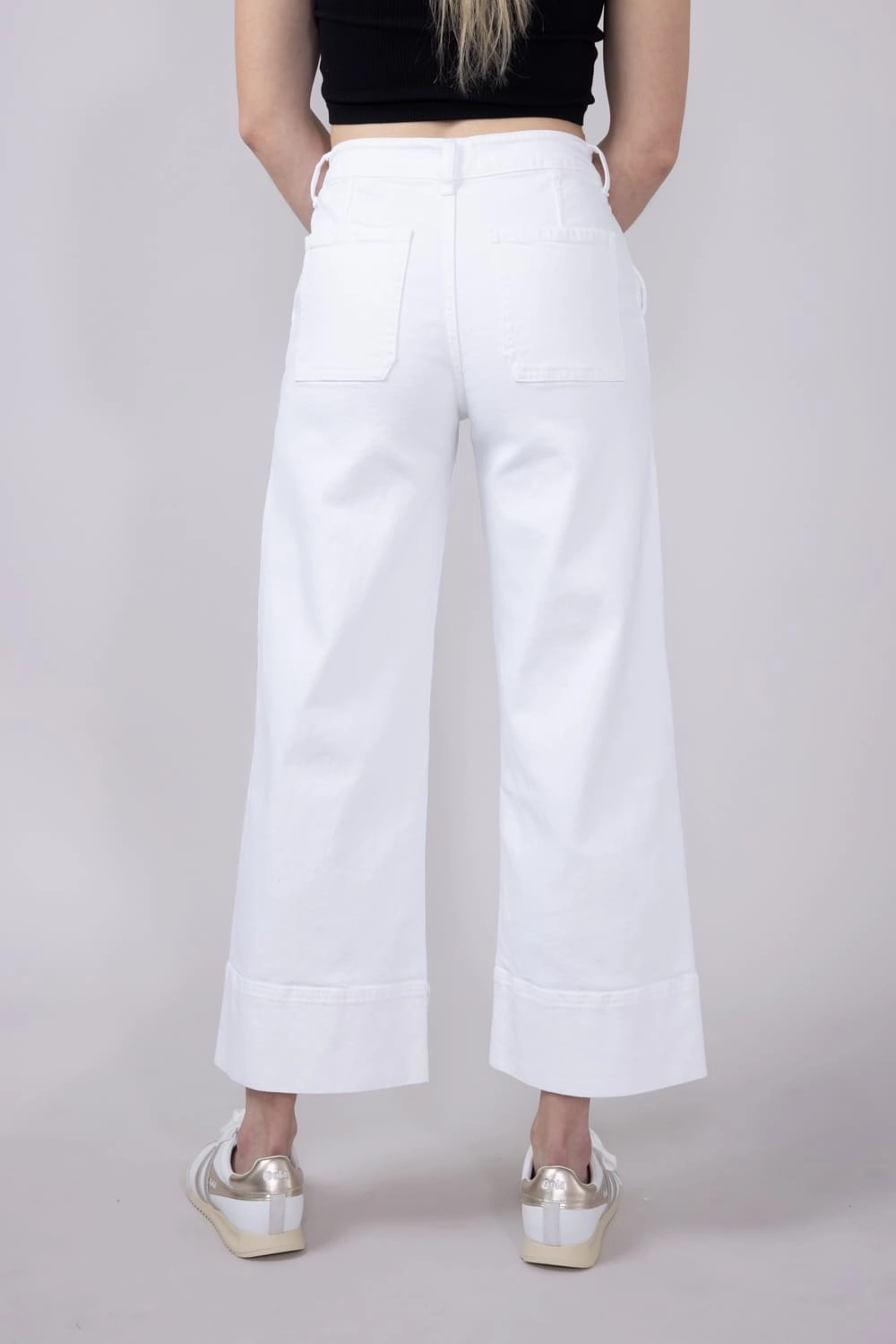 KanCan High Rise Cropped Wide Leg Jeans for Women in White | KC7480WT Neat And Easy