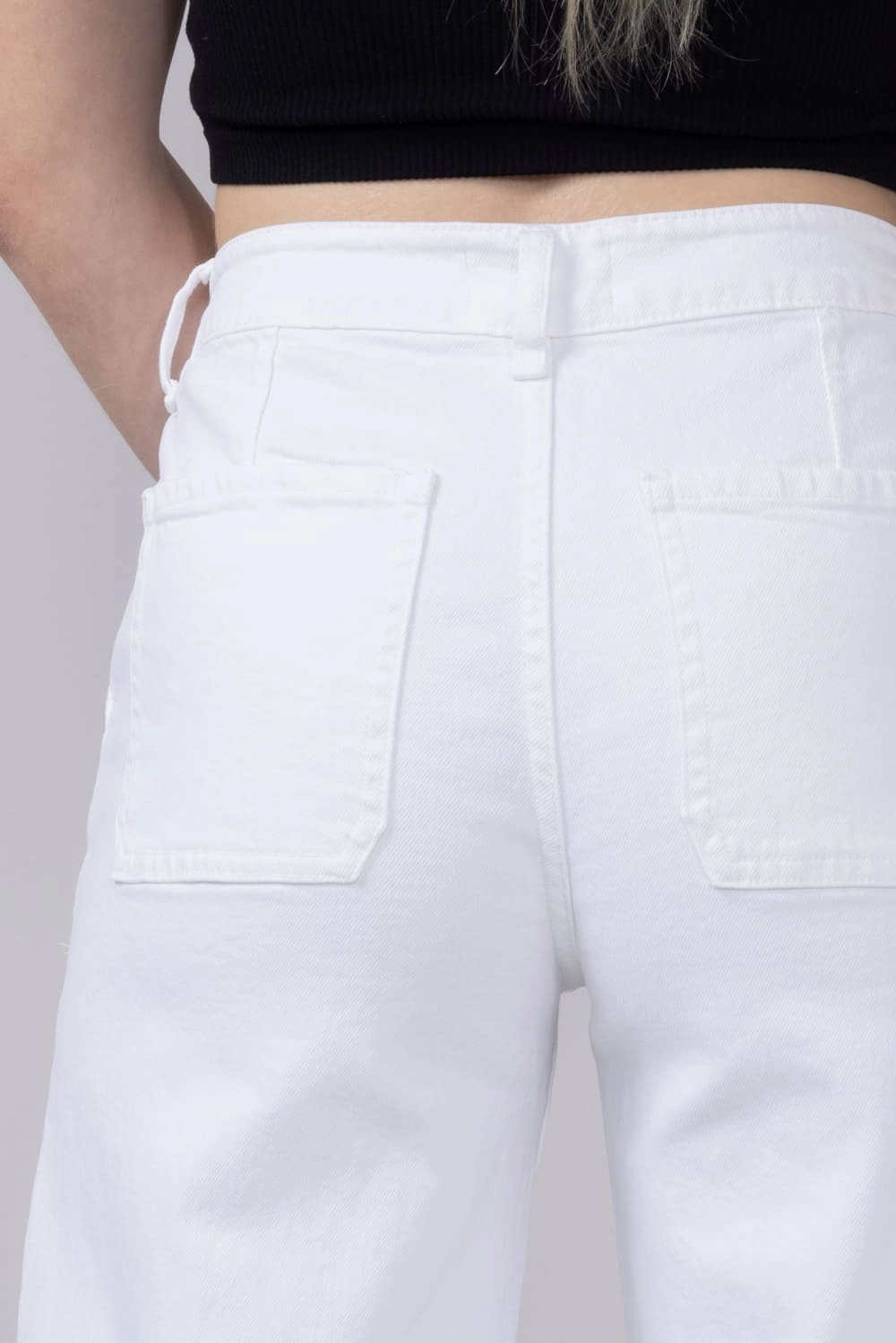 KanCan High Rise Cropped Wide Leg Jeans for Women in White | KC7480WT Durable Streetwear Fan Premium Eco Certified Textile Standards