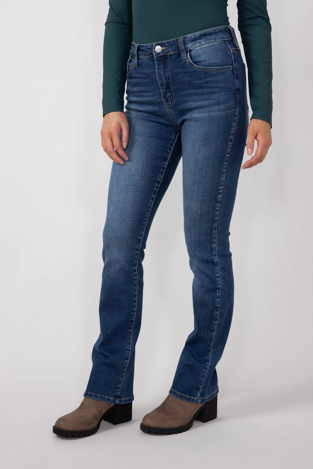 Neutral Fabric KanCan High Rise Medium Wash Clean Skinny Bootcut Jeans for Women | KC20067M