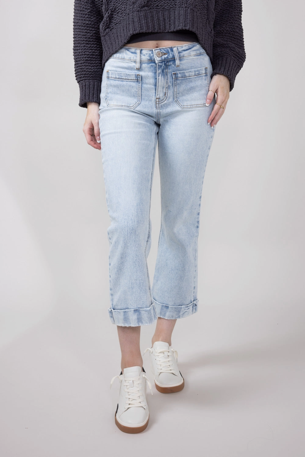 Essential Basics UltraSoft Lining KanCan Mid Rise Cropped Flare Jeans for Women | KC78026L