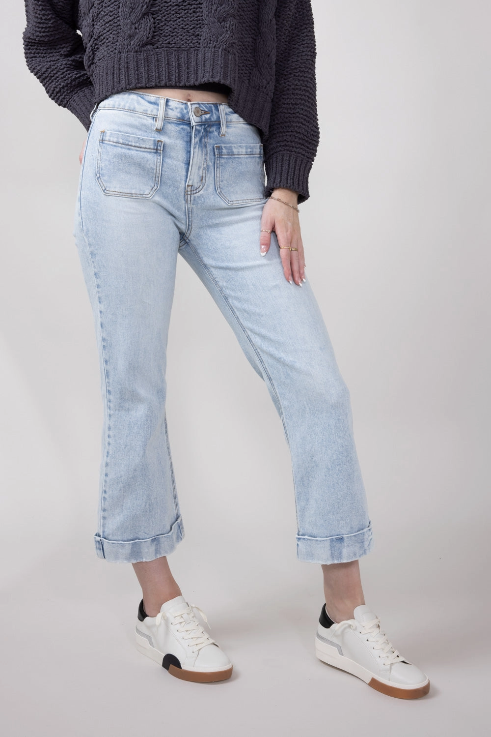 KanCan Mid Rise Cropped Flare Jeans for Women | KC78026L Soft Date Night Street Fashion Formal Fashion Lover