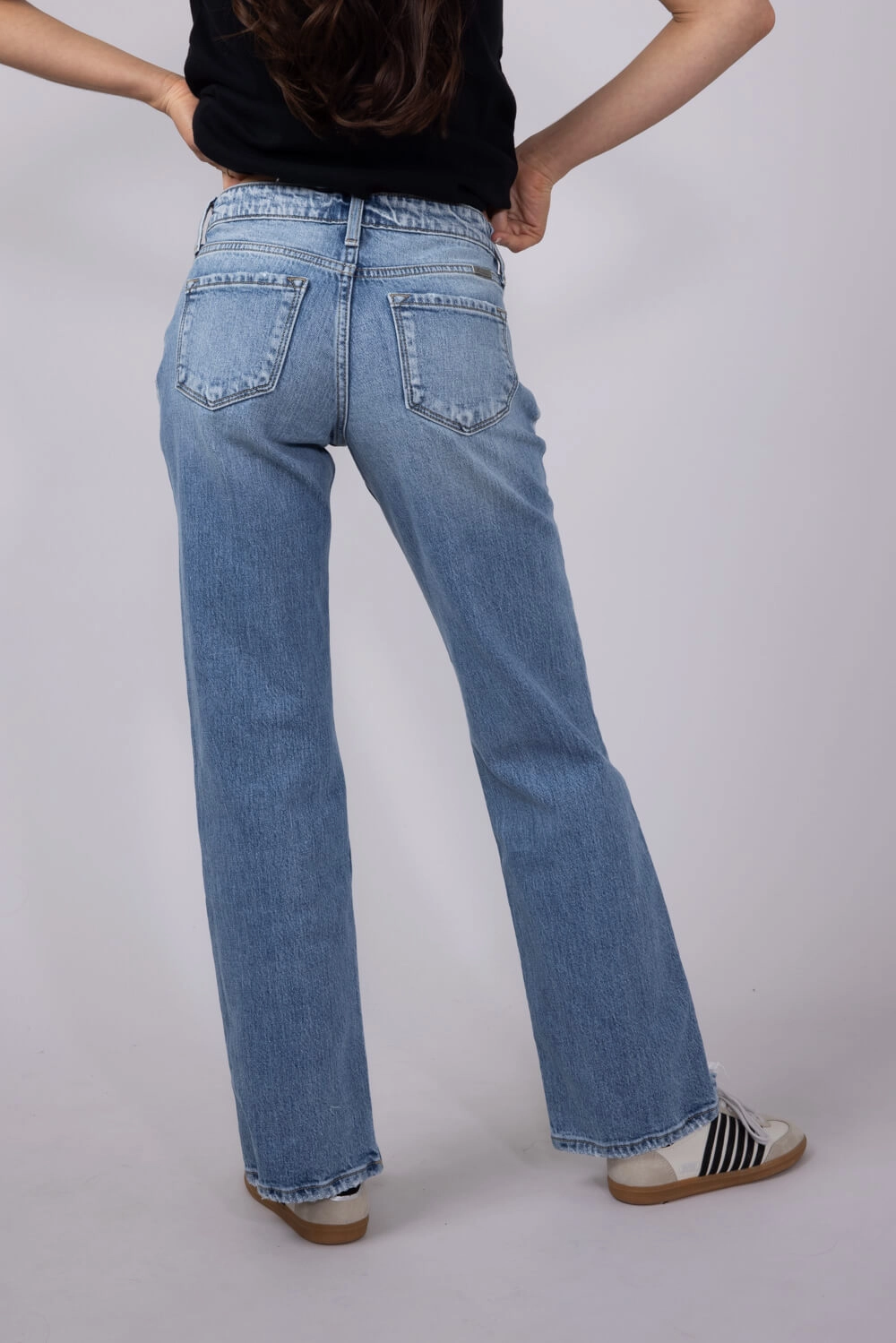 KanCan Mid Rise Straight Jeans for Women | KC9421M Luxury Textured Abrasion Resistant Denim