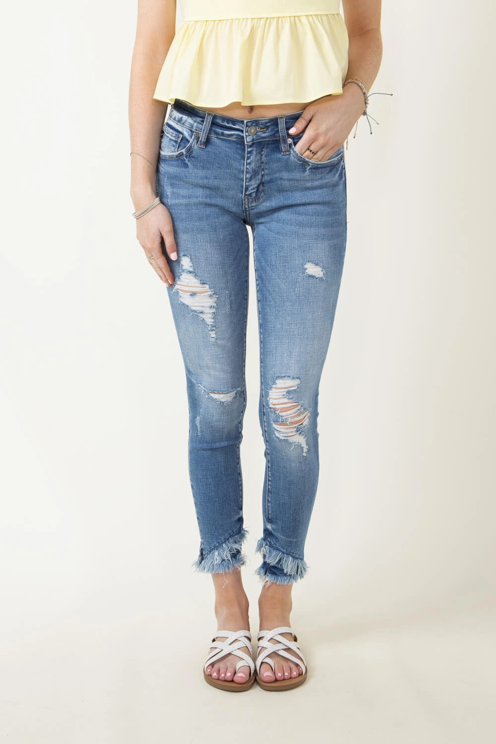 KanCan Nala Distressed Ankle Skinny Jeans for Women | KC6204M Fashion Uniform Trend Neutral