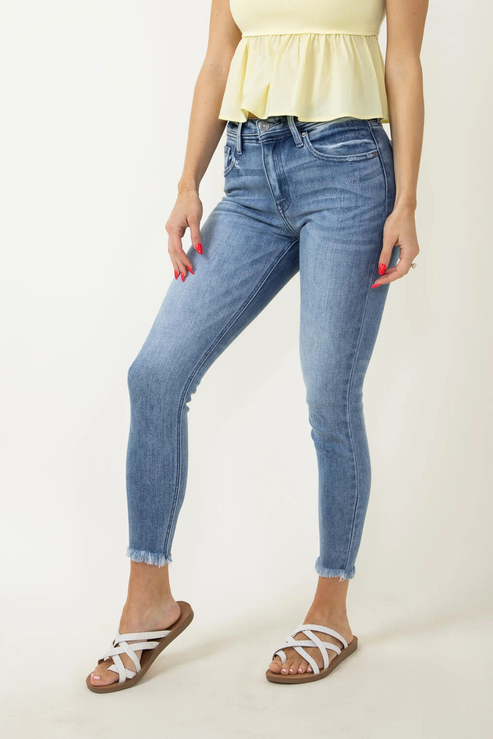 Chic Essentials Work Friendly KanCan Silvanna Mid Rise Ankle Skinny Jeans for Women | KC9348M