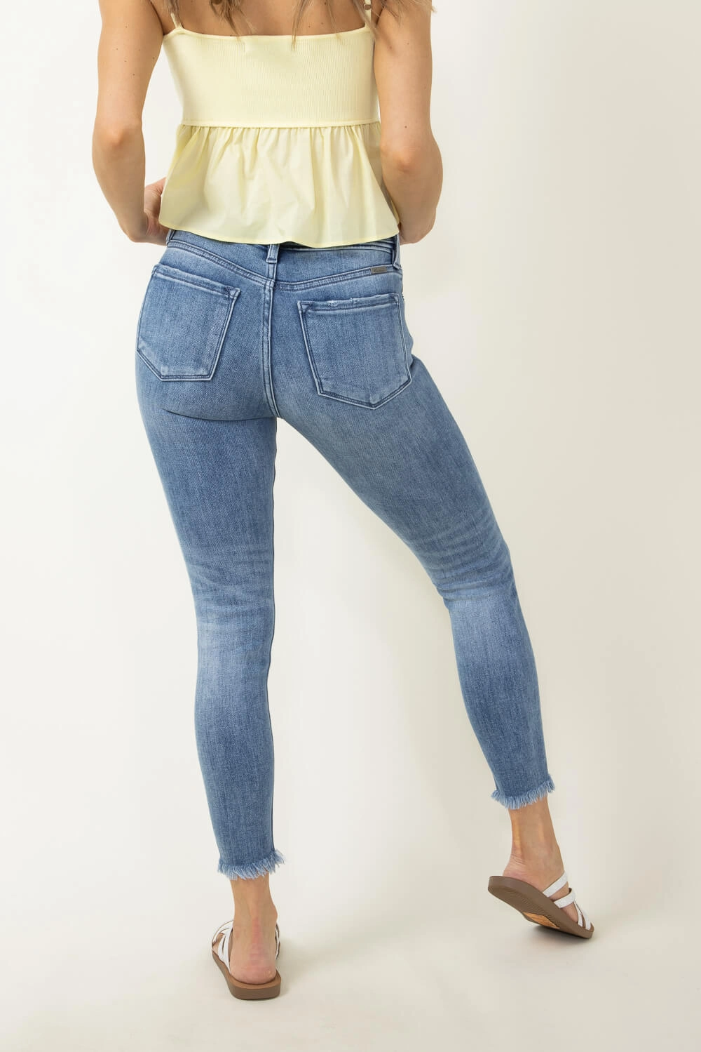 KanCan Silvanna Mid Rise Ankle Skinny Jeans for Women | KC9348M Layer Staple Acid Wash Effect