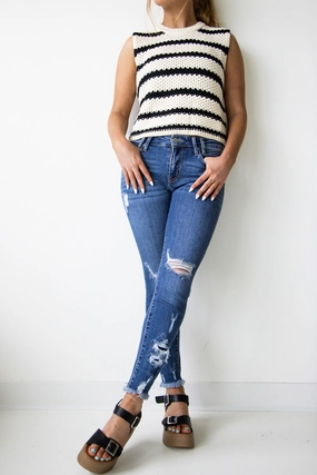 KanCan Trixie High Rise Distressed Skinny Jeans for Women | KC2516M Regular Style Core Style