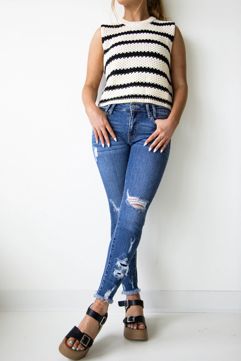 KanCan Trixie High Rise Distressed Skinny Jeans for Women | KC2516M Regular Style Core Style