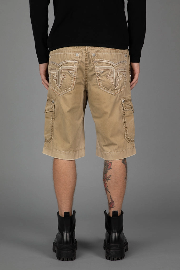Khaki Cargo Shorts Performance Wear Wrinkle Free Weave