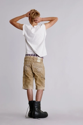 Khaki Cargo Shorts Body Fit Sweat Resistant Coating