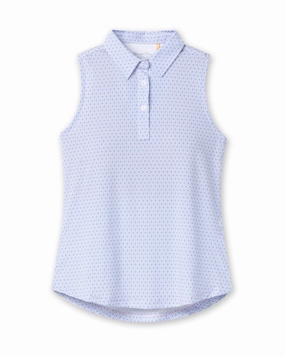 Kyoto Sleeveless Polo - Hydrangea Double Layer Shoulder