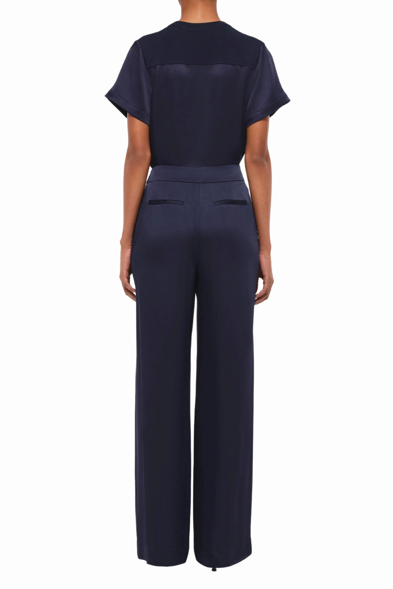 Mesh Lined Kyra Wide Leg Pant in Midnight