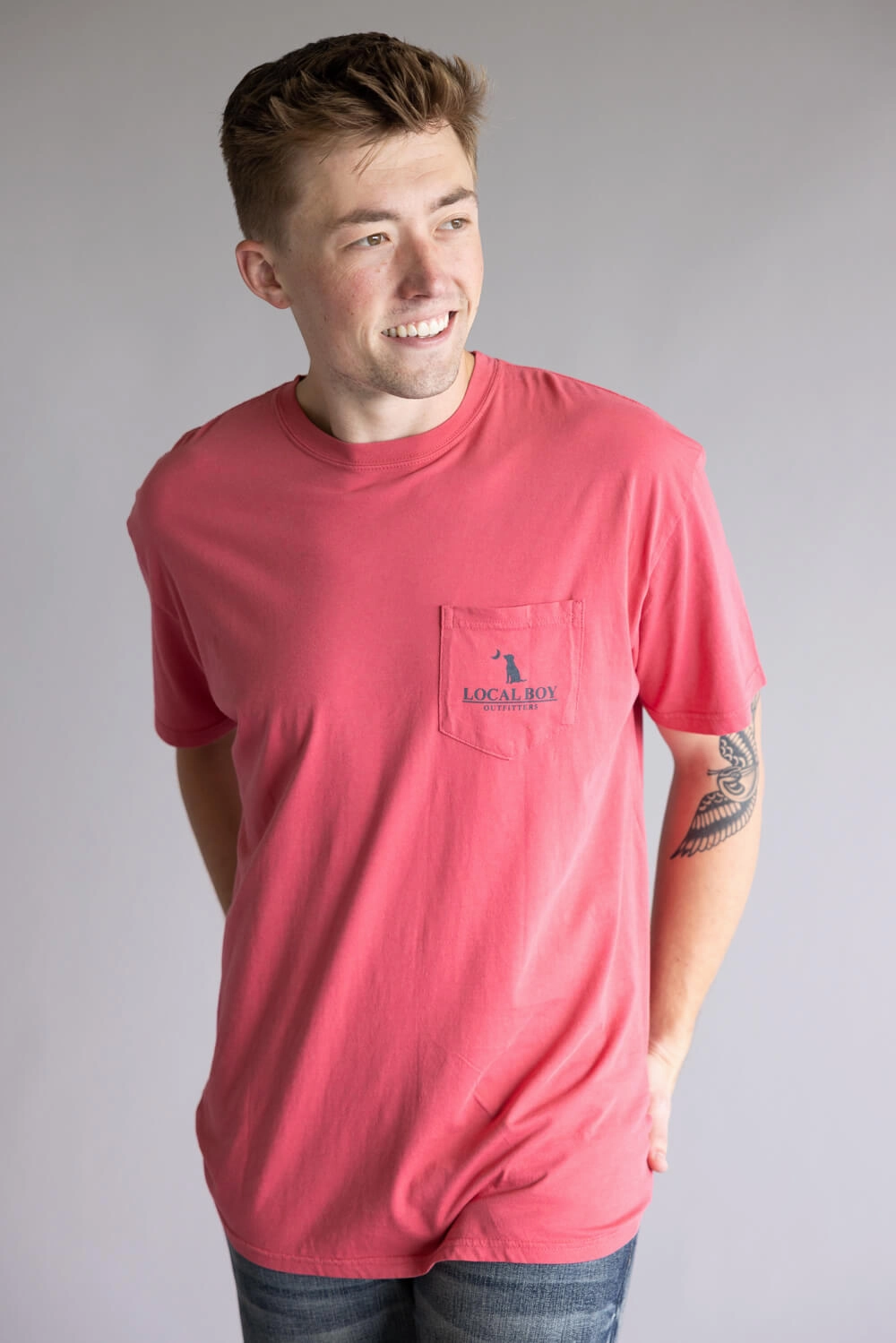 Local Boy Antler Retrieve Tee for Men in Brick Red | L1000645-BRC-RED Anti-static