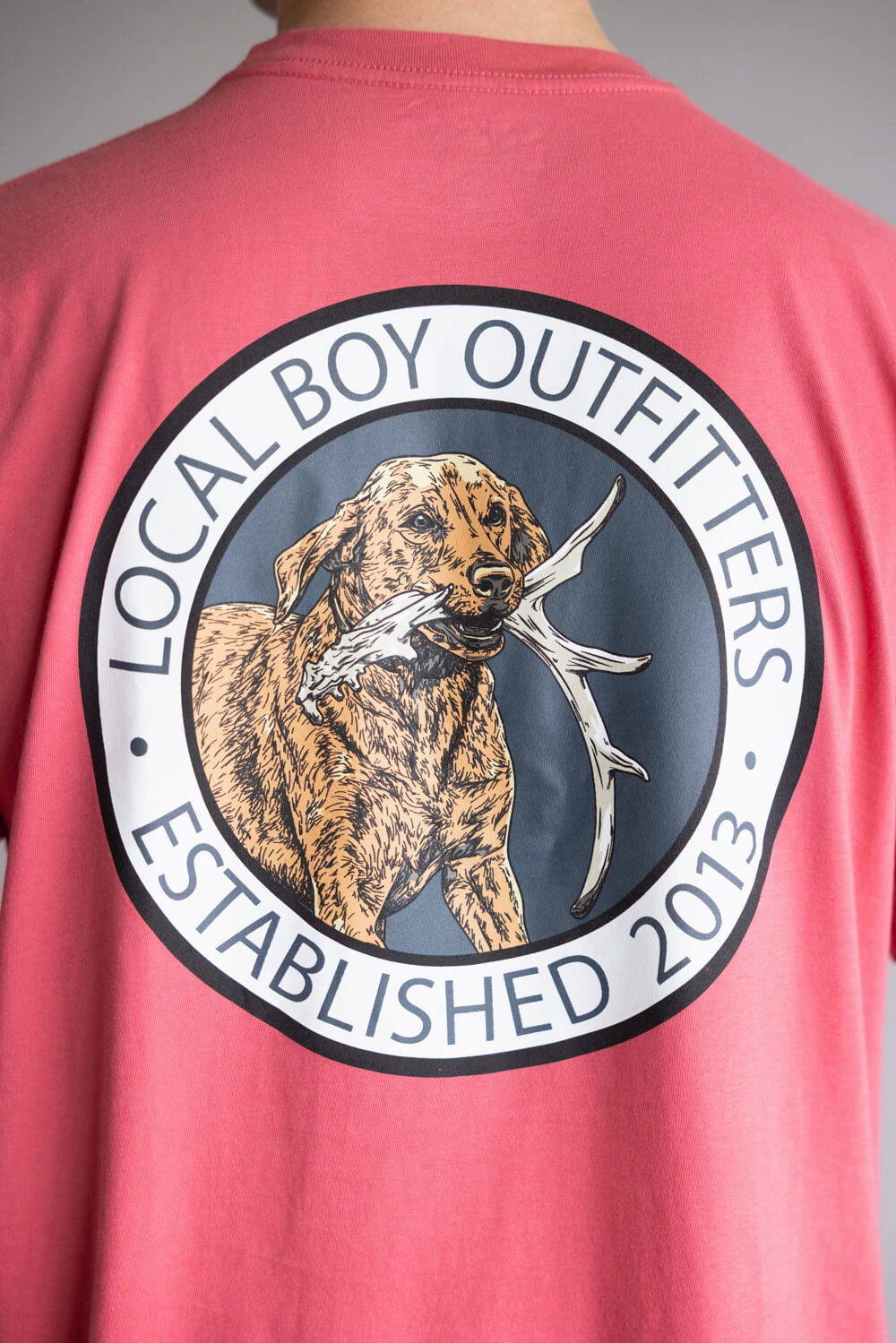 Local Boy Antler Retrieve Tee for Men in Brick Red | L1000645-BRC-RED Premium Cotton Blend