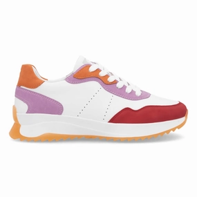 Low Profile Cushioning Lace Secure Rieker Women's W1308-80 Dhara Flame/White/Lilac/Pumpkin
