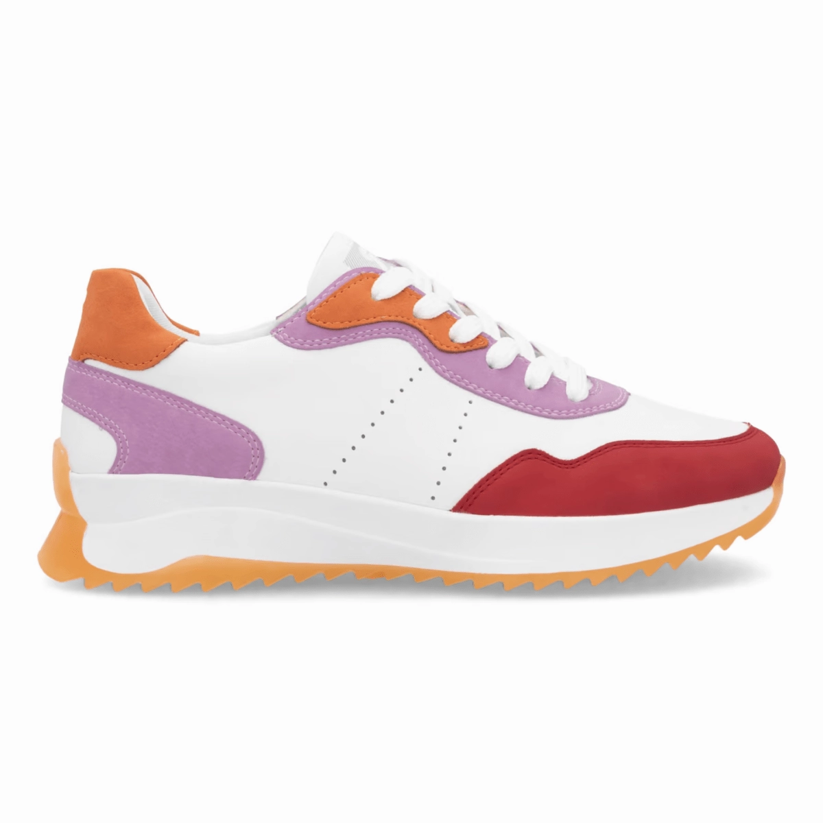 Low Profile Cushioning Lace Secure Rieker Women's W1308-80 Dhara Flame/White/Lilac/Pumpkin