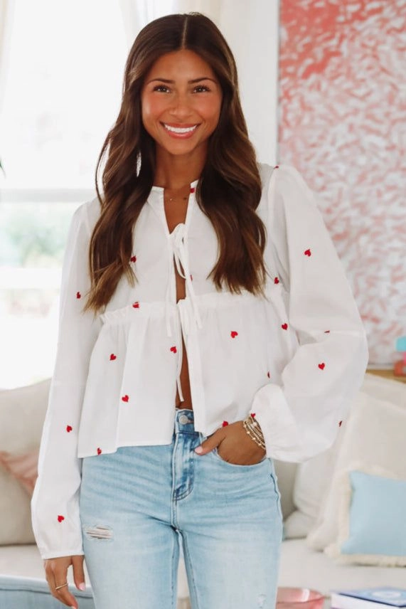 My Tiny Hearts Top - Ivory MicrofiberTech NonChafeCollarTech