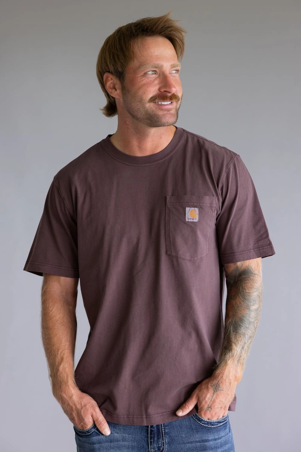 Carhartt Garment Dyed Pocket T-Shirt for Men in Sepia | 106252-BB3 Sporty Style Wear