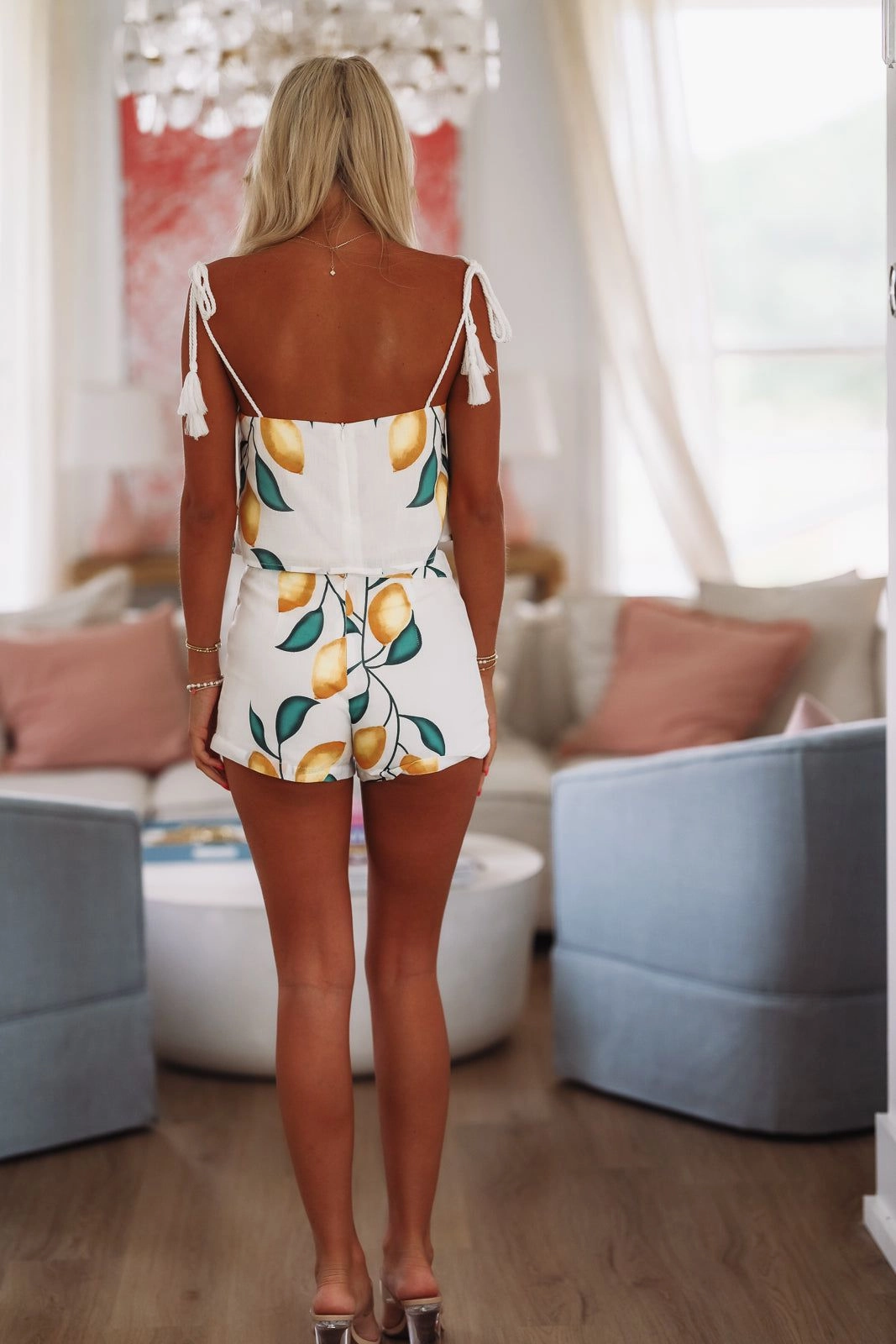 Lemon Squeezy Top and Shorts Set - White, Yellow and Green TaglessCollars