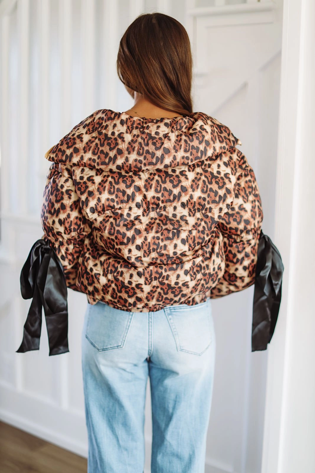 SecurePockets BreathableMeshPanels Leopard Puffer Jacket - Taupe