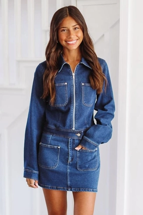 Let's Go Out Tonight Denim Jacket - Dark Wash Versatile Layering Piece