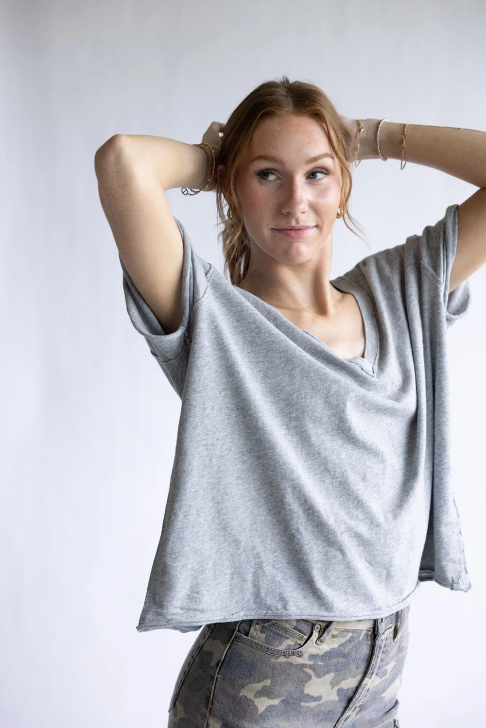 Smart Design Free People We The Free Nina Tee for Women in Heather Grey | OB1984242-0016-HEATHERGREY