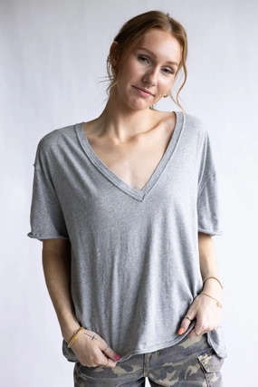 Free People We The Free Nina Tee for Women in Heather Grey | OB1984242-0016-HEATHERGREY Teenager fashion Pre Shrunk Cotton
