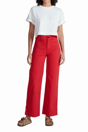 Tapered ankle Casual Look Sailor Pant in Red