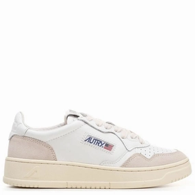 Medalist Low Sneaker (White Leather   Beige Suede) Cloud Feel Elastic laces