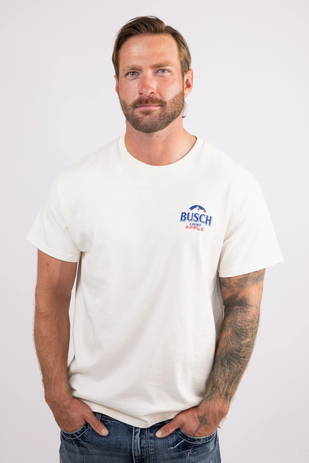 Reinforced Hems No-Fuss Design Busch Light Bad Apple T-Shirt for Men in Cream | 15646-811