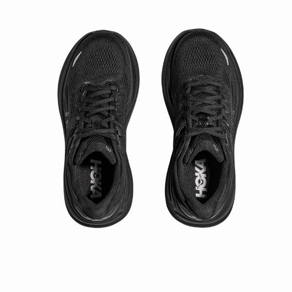 Flexible Midsole Breathable Ventilation Channels Hoka Women's Bondi 9 Wide Black