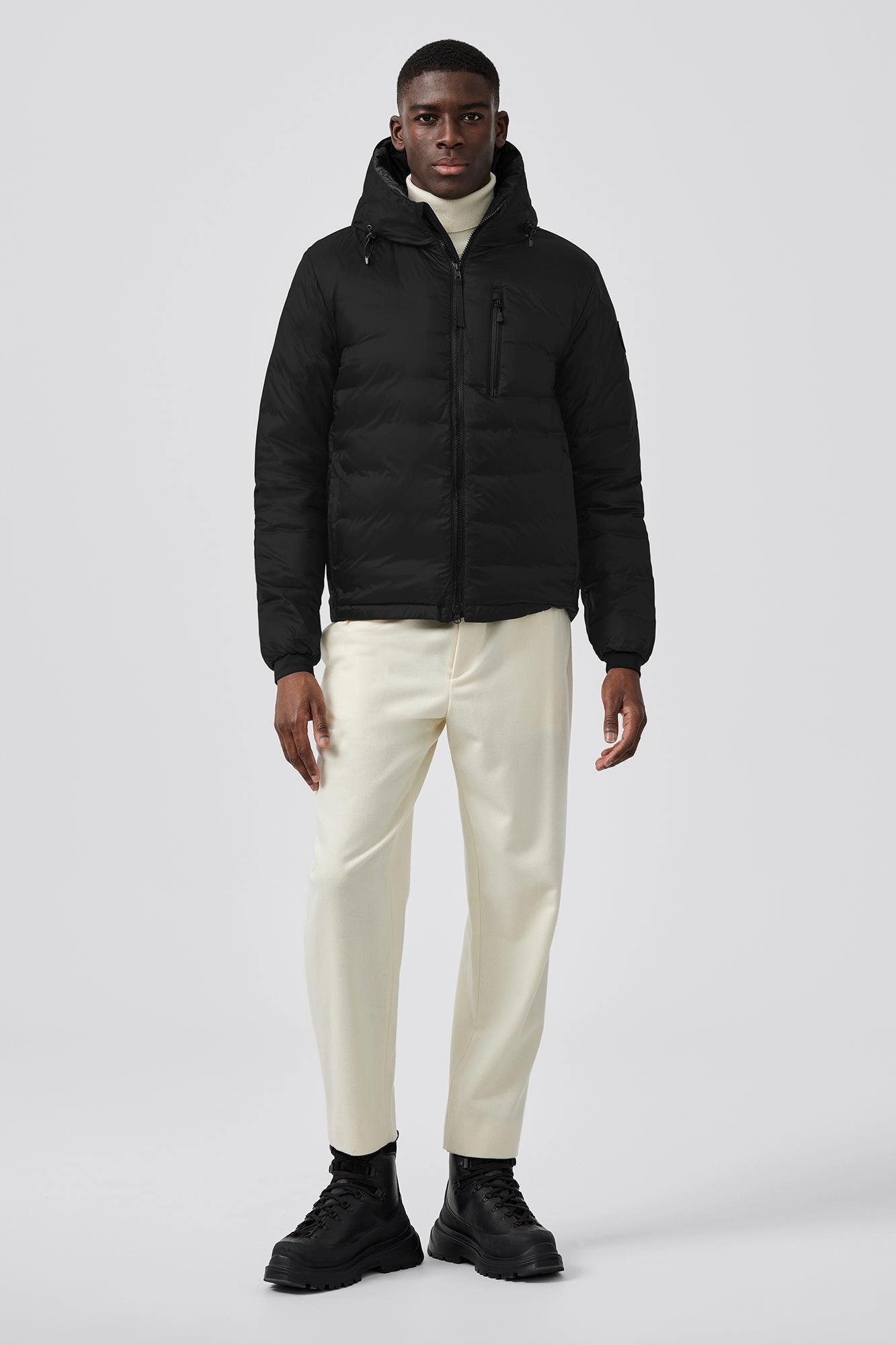 Easy Care Finish Lightweight Windbreaker Tech Lodge Hoody Black Label