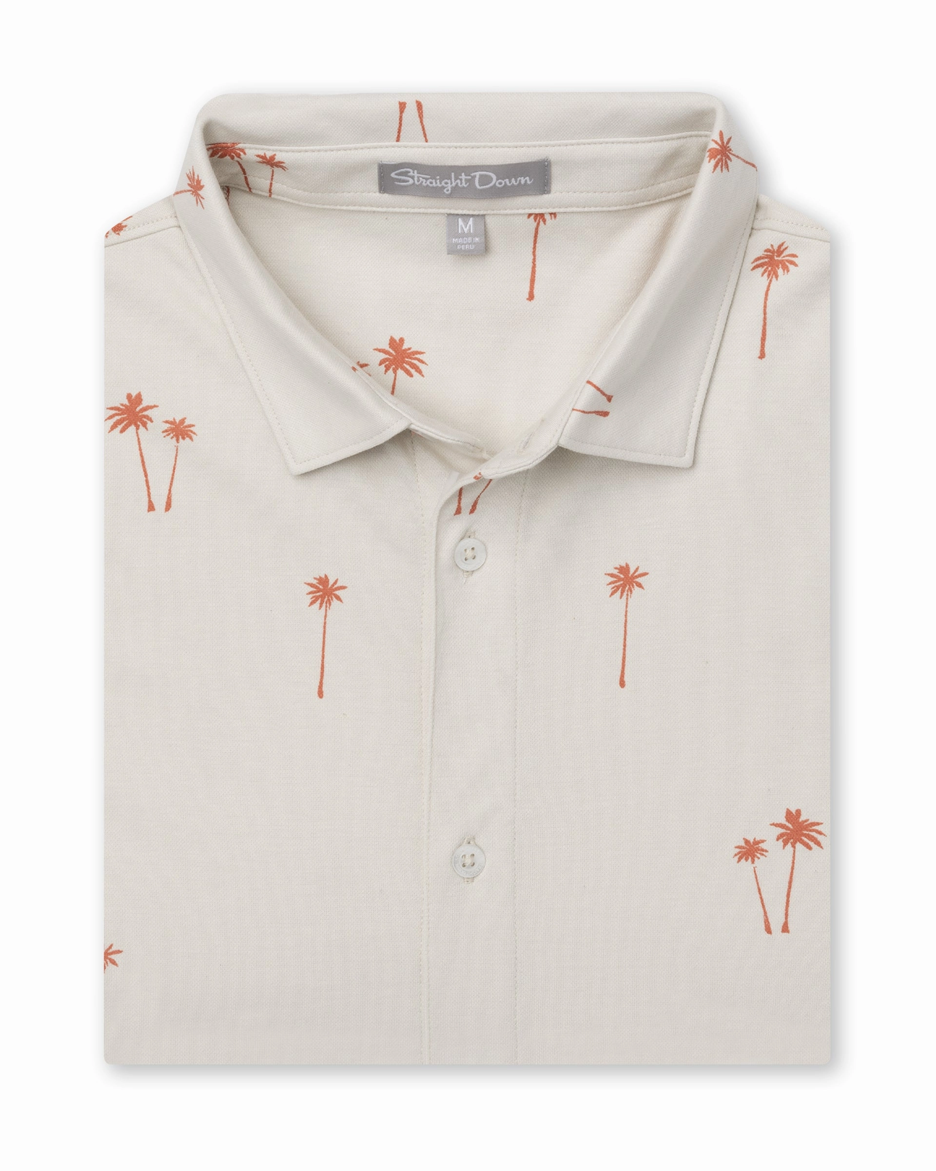 Weekend Layer Tri Blend Composition Lonely Palms Full Button Polo - Stone