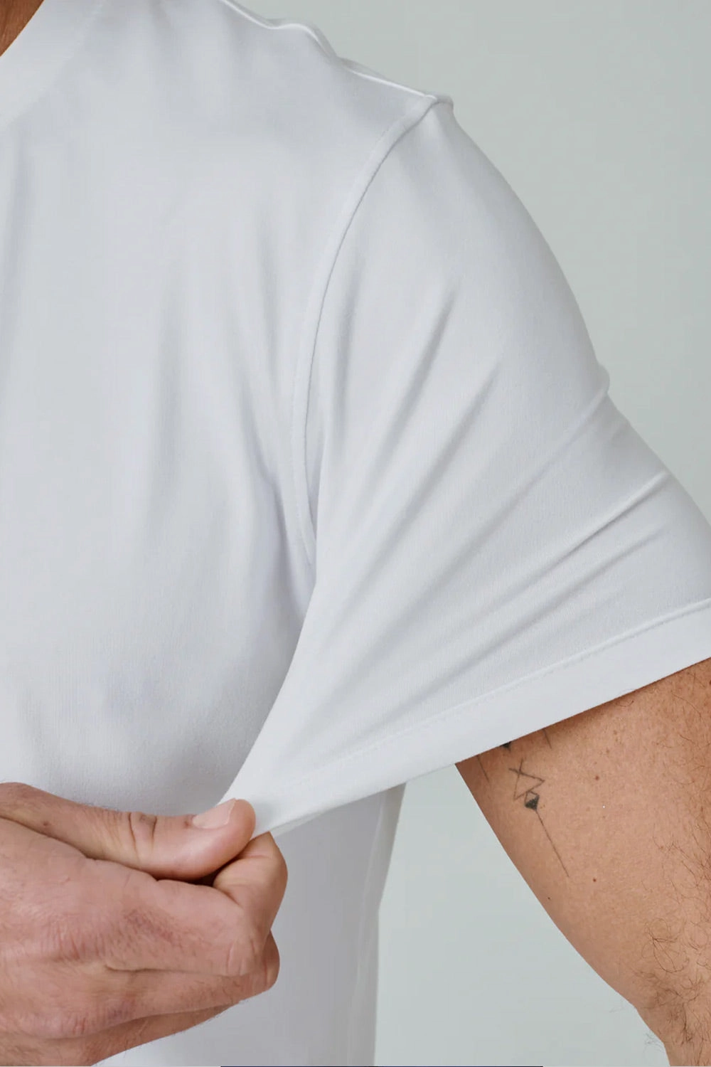 V neck elegance 7Diamonds Core Crew T-Shirt for Men in White | CSMT-4207-WHITE