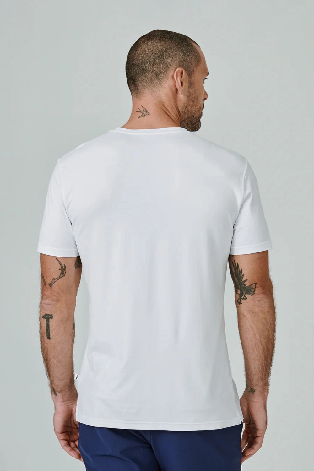 Lightweight Layer Contrast Inner Binding 7Diamonds Core Crew T-Shirt for Men in White | CSMT-4207-WHITE