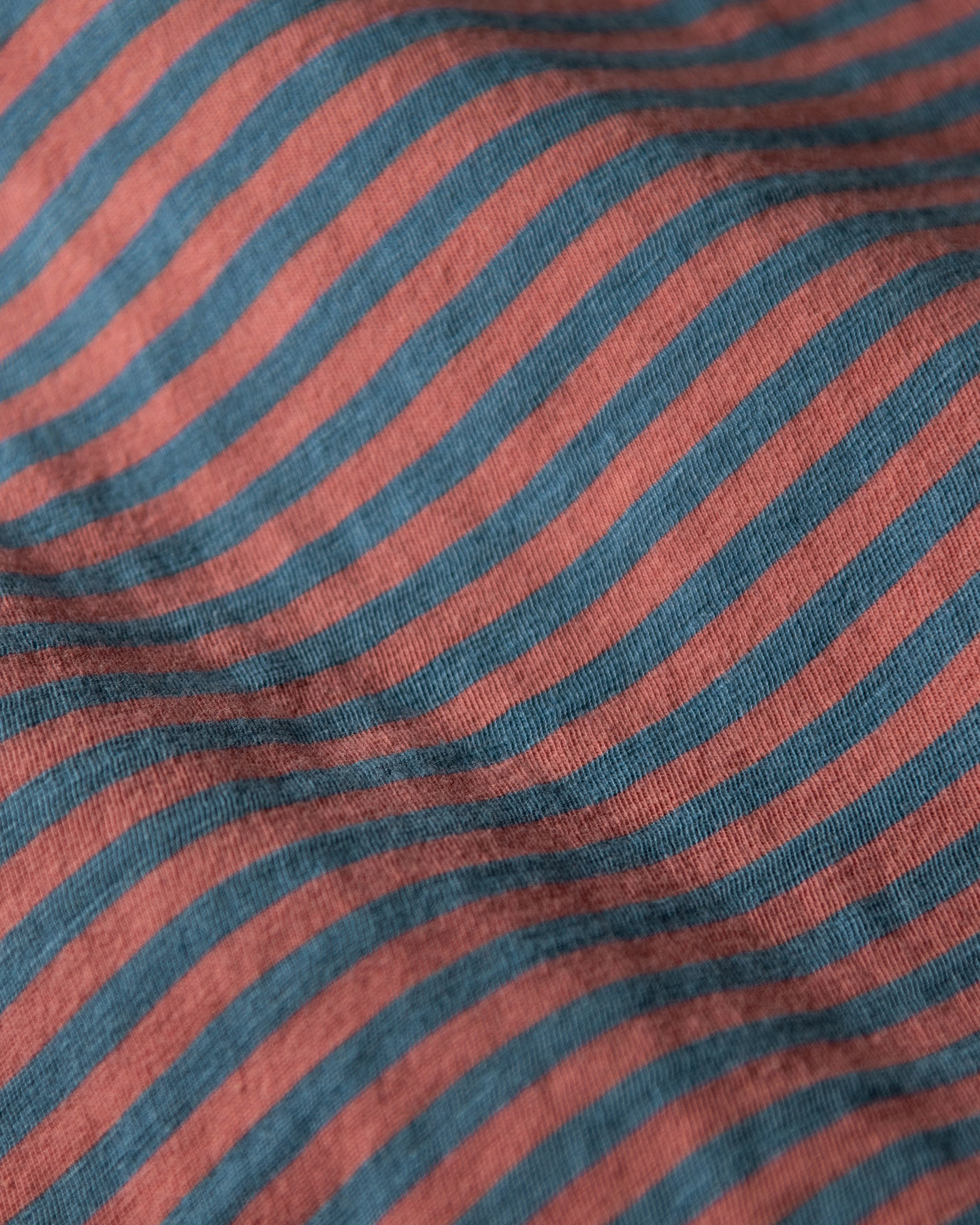 Business Travel Easy Layer Long Sleeve Indigo Polo in Faded Red/Navy Even Stripe